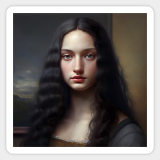 Mona Lisa Cute Medieval Teen Portrait Sticker